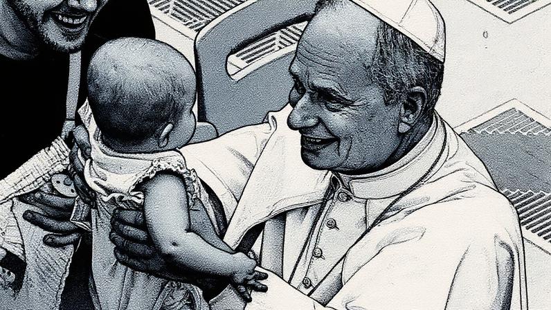 O Papa Leão XIV segura um bebê enquanto cumprimenta os fiéis durante a audiência geral semanal no Vaticano, na quarta-feira, 27 de agosto de 2025. (Foto: Gregorio Borgia)