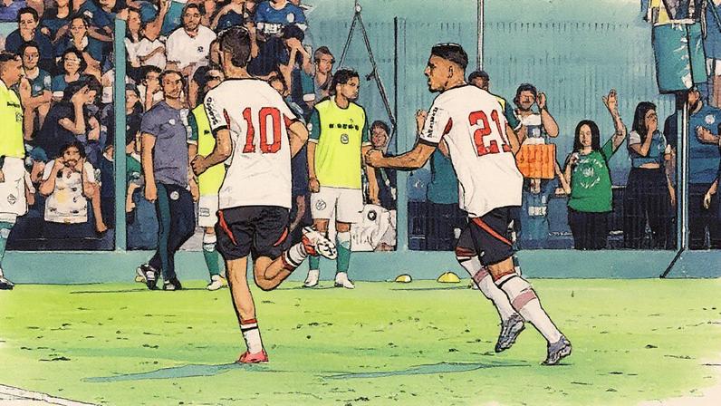 Marquinho comemora gol pelo Botafogo-SP em partida contra o Goiás na Serrinha (Foto: Reprodução)