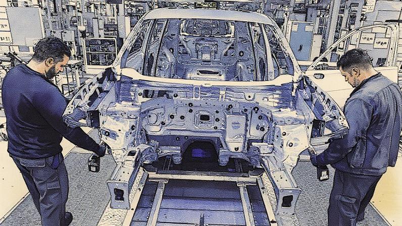 Trabalhadores montam carros na linha de montagem em uma fábrica da Volkswagen em Wolfsburg, Alemanha, em 7 de março de 2025. (Foto: Sean Gallup | Getty Images News | Getty Images)