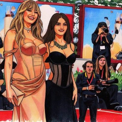 Heidi Klum e Leni desfilam em vestidos inspirados em lingerie no Festival de Veneza