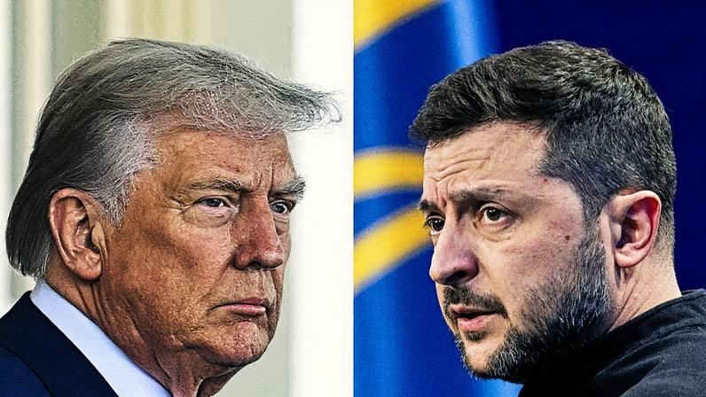 Presidente dos EUA, Donald Trump, e presidente da Ucrânia, Volodymyr Zelensky (Foto: Jim WATSON; Tetiana DZHAFAROVA/AFP)