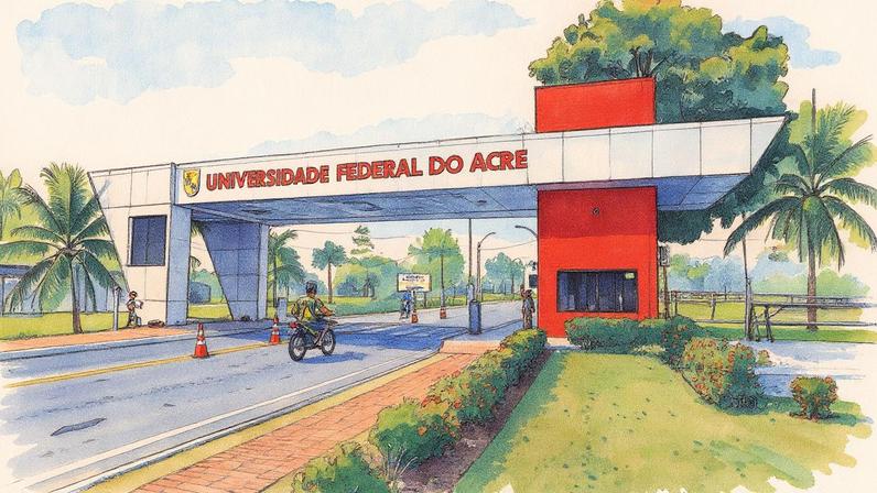 Entrada da Ufac (Universidade Federal do Acre), em Rio Branco; instituição decidiu manter bônus no vestibular para estudantes da região (Foto: Sergio Vale/Folhapress)