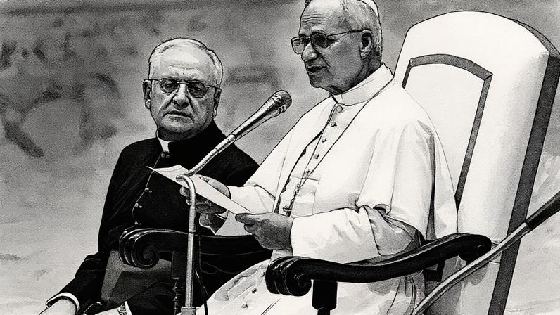 Papa Leão XIV lê sua mensagem durante a audiência geral semanal no Vaticano (Foto: Reprodução)