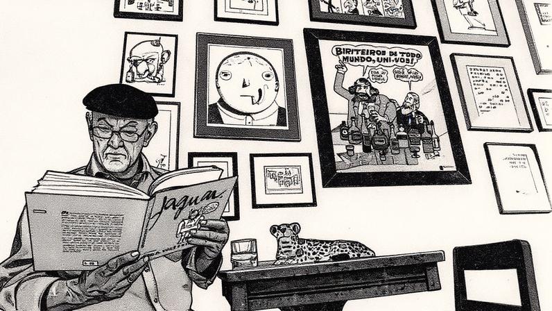 Cartunista Jaguar (1932-2025) em seu apartamento no Rio de Janeiro em 2014 (Foto: Fabio Teixeira - 15.jul.14/Folhapress)