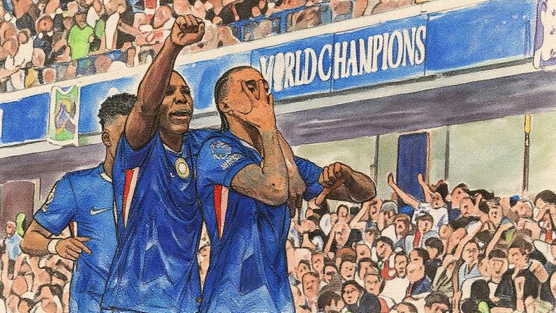 João Pedro cabeceia e abre o placar nos acréscimos do primeiro tempo (Foto: Reprodução)