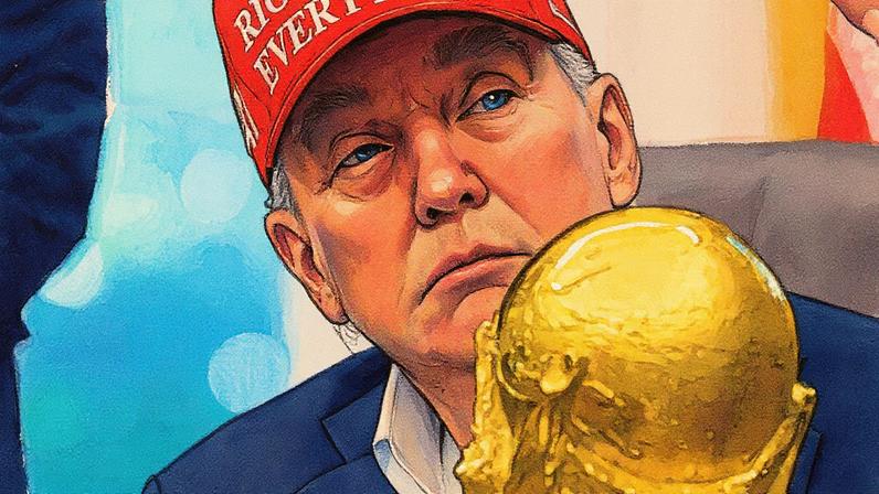 Trump segura a taça da Copa do Mundo durante anúncio de local e data do sorteio que definirá os grupos. (Foto: Chip Somodevilla/AFP)