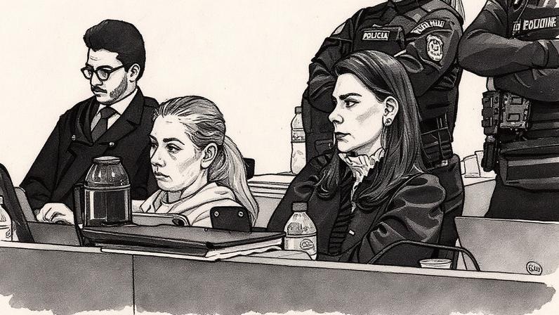 Pedagoga Claudia Fernanda Tavares Hoeckler em julgamento por suspeita de matar o marido e esconder o corpo no freezer (Foto: Reprodução)