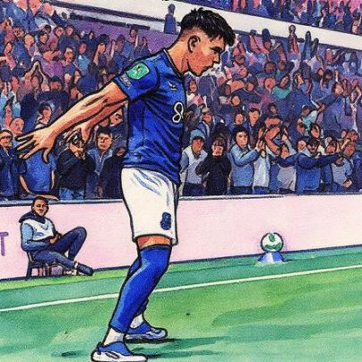 Alcaraz brilha com golaço e celebra como CR7 na vitória do Everton na Copa da Liga