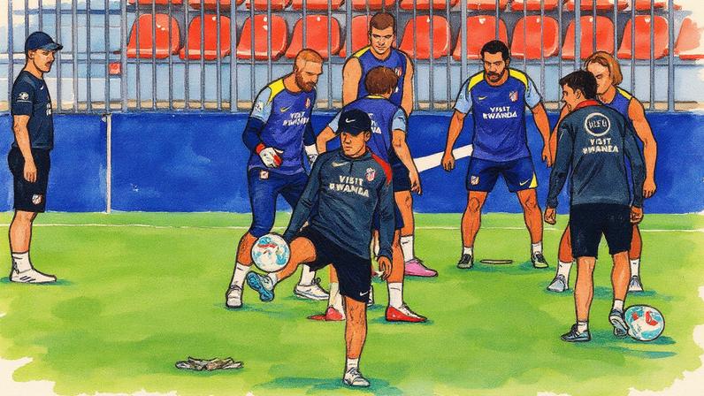 Treinador Simeone durante o treinamento do Atlético antes do jogo contra o Alavés em Vitoria (Foto: Reprodução)