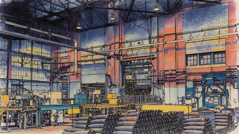 Projéteis de artilharia de fabricação americana são preparados em uma fábrica em Scranton, Pensilvânia, antes de serem enviados à Ucrânia (Foto: Natalie Keyssar/The New York Times)