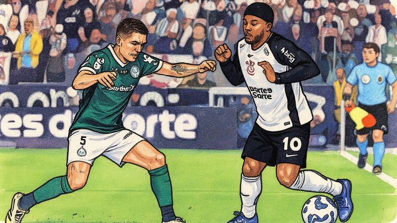 Memphis Depay em ação no clássico entre Corinthians e Palmeiras (Foto: Reprodução)