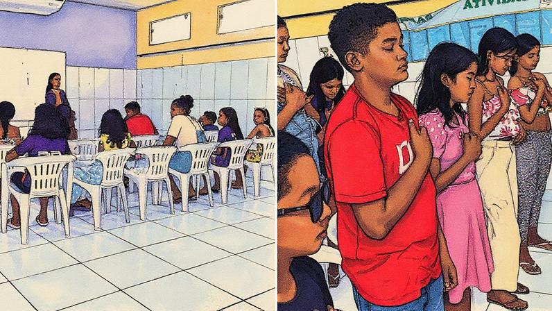 As crianças em aula. (Foto: Reprodução/Instagram/Gabriel Marques)