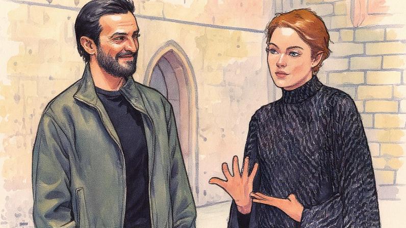 Emma Stone e Nicolas Ghesquière (Foto: Reprodução/YouTube)