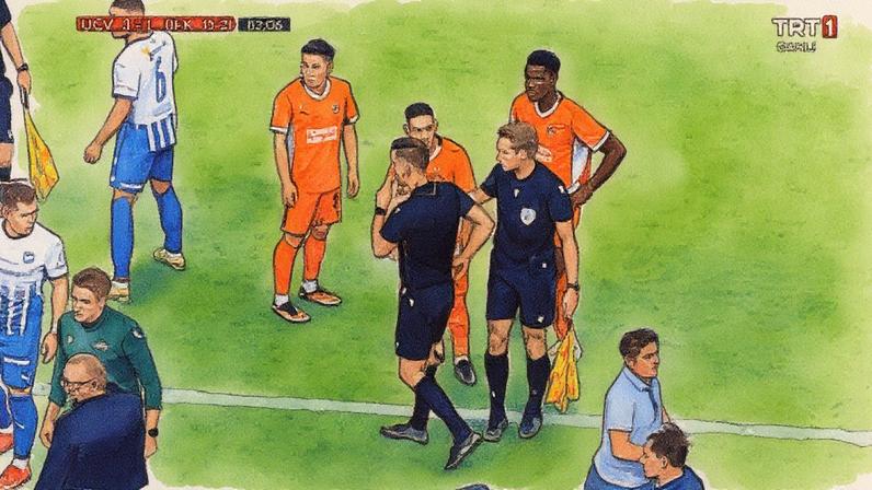 Árbitro expulsa locutor do estádio em jogo da Conference League (Foto: Reprodução)