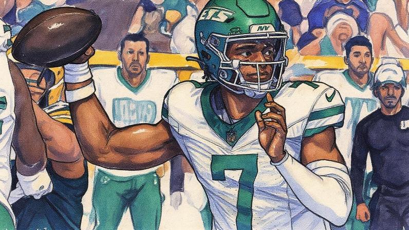 Justin Fields do New York Jets lança durante a primeira metade de um jogo de pré-temporada da NFL contra o Green Bay Packers no sábado, 9 de agosto de 2025, em Green Bay, Wis. (Foto: AP Photo/Mike Roemer)