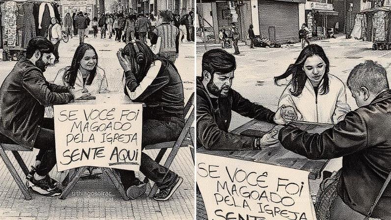 A ação evangelística. (Foto: Reprodução/Instagram/Maria Marçal)