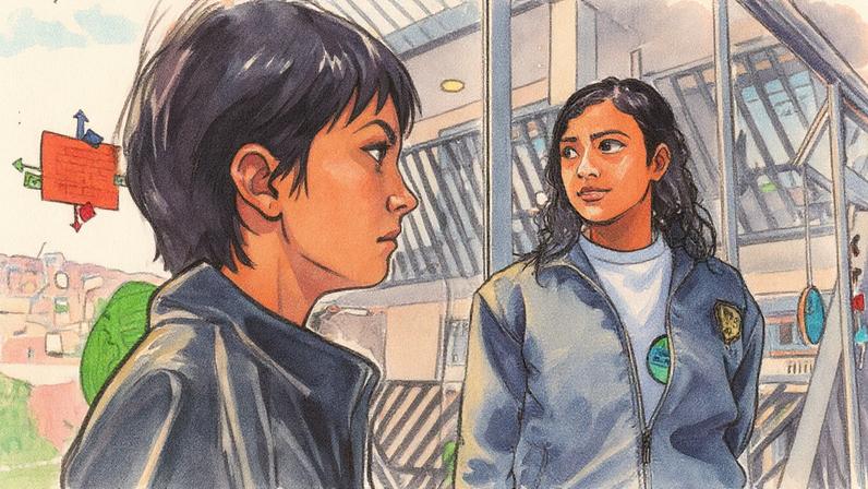 Estudantes em uma escola de Ciudad Bolívar, em Bogotá, no dia 23 de maio de 2024. (Foto: Chelo Camacho)