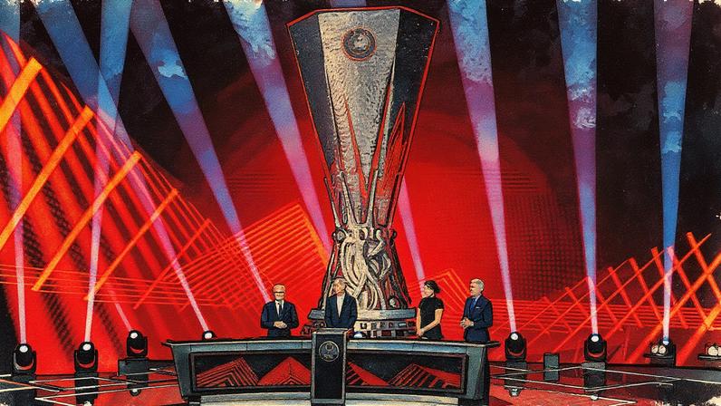 Sorteio da Liga Europa realizado em Mônaco. (Foto: Laurent Cipriani/AP)