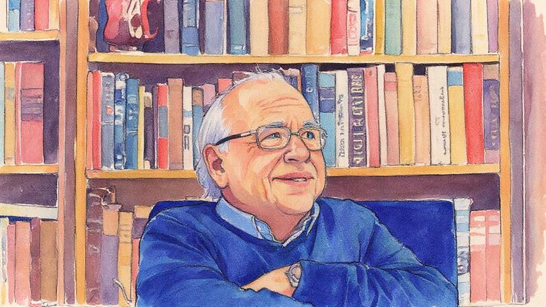 Luis Fernando Verissimo em sua biblioteca, cercado por livros, em Porto Alegre, no ano de 2013 (Foto: Reprodução)