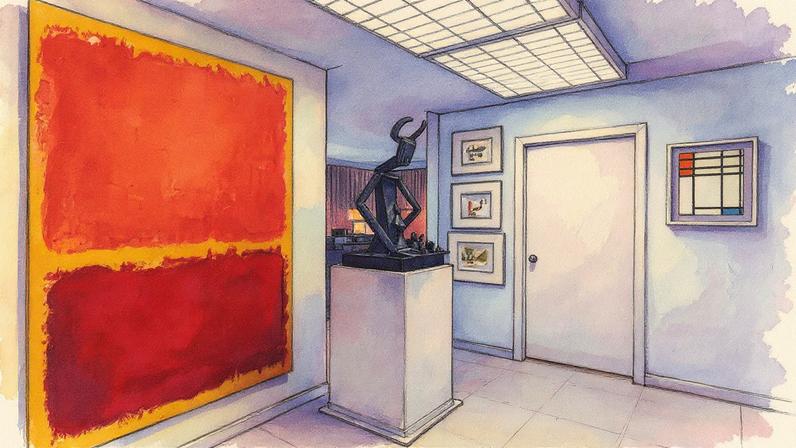 Obra de Mark Rothko, Max Ernst e Piet Mondrian em exibição (Foto: Reprodução)