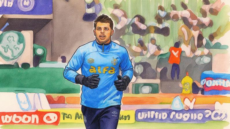 Tiago Volpi comemora seu primeiro gol pelo Grêmio (Foto: Reprodução)