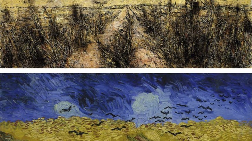 Os corvos do alemão Anselm Kiefer (2019) e os corvos do holandês Van Gogh (1890) (Foto: Reprodução)