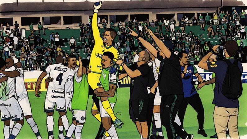Goleiro Tadeu, do Goiás, comemora um gol (Foto: Reprodução)