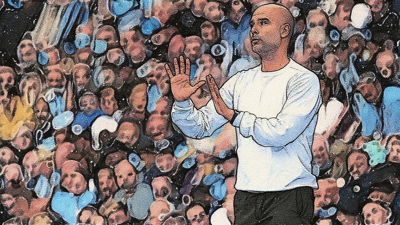 Treinador de futebol em uma coletiva de imprensa, com um fundo desfocado (Foto: Reprodução)