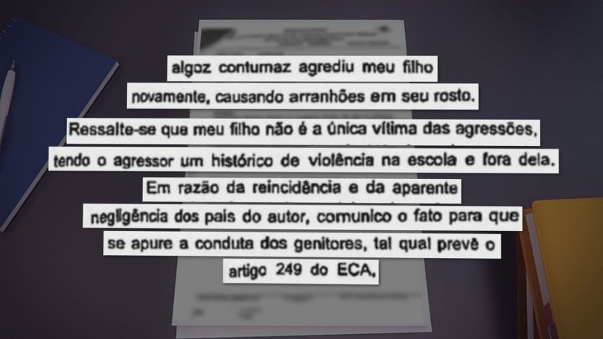 Boletim de ocorrência que pai de menino registrou contra criança de 2 anos. (Foto: TV Globo/Reprodução)
