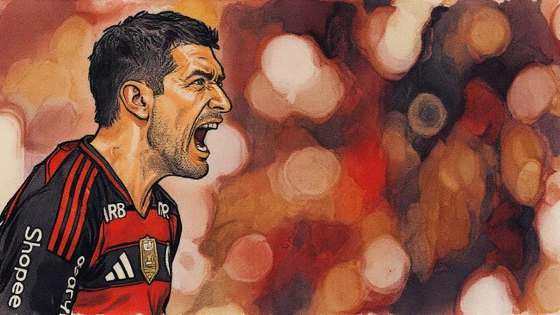 Jogador do Flamengo comemora gol contra o Fortaleza no Maracanã durante partida do Brasileirão (Foto: Reprodução)