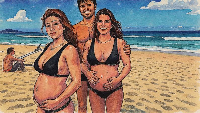 Grávida exibe barriga na praia (Foto: Reprodução)