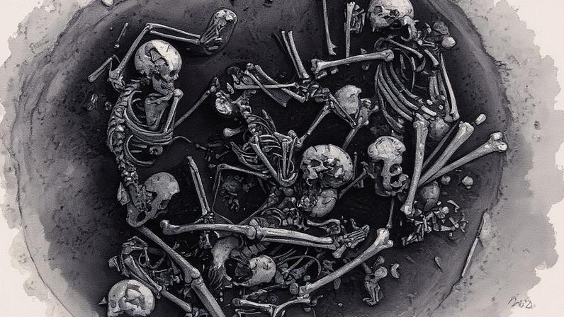 Esqueletos de cerca de 6.000 anos achados por arqueólogos em Bergheim, na França (Foto: Fanny Chenal/Inrap)