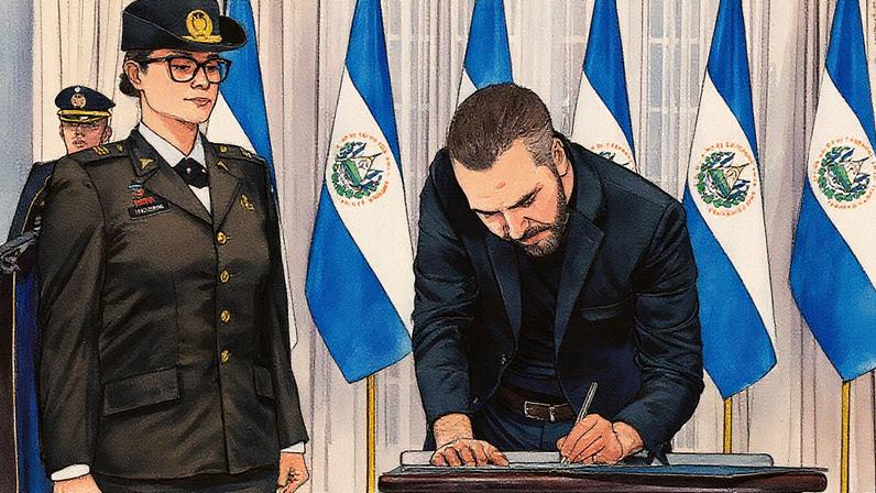 A nova ministra da Educação de El Salvador, Karla Trigueros, toma posse após nomeação do presidente Nayib Bukele (Foto: Presidência de El Salvador)