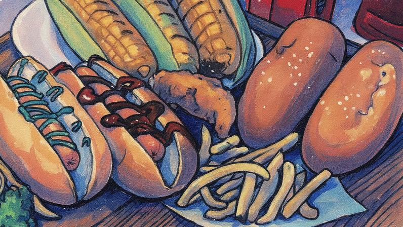 Imagem de alimentos ultraprocessados dispostos em uma superfície (Foto: Reprodução)