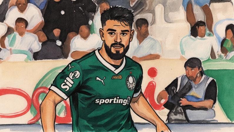 Jogador Flaco López, da SE Palmeiras, em jogo contra a equipe do Botafogo FR, durante partida válida pela vigésima rodada do Campeonato Brasileiro, Série A, no Estádio Nilton Santos. (Foto: Cesar Greco/Palmeiras)