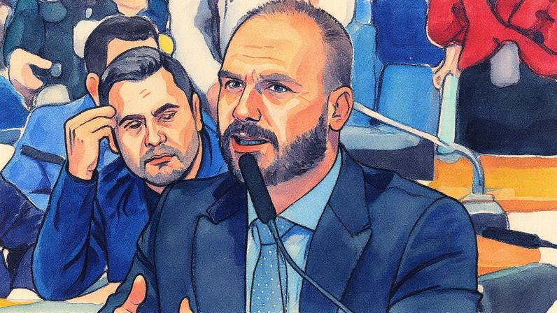 Eduardo Bolsonaro declara que não tem interesse em acordo que beneficie Tarcísio para 2026 (Foto: Reprodução)