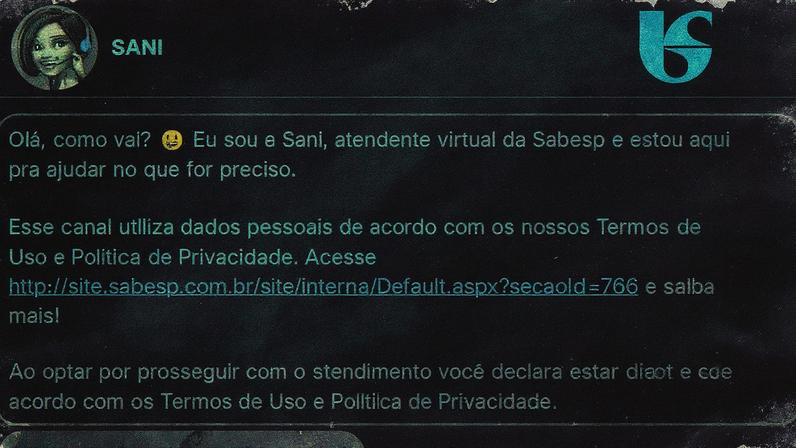 Atendente virtual da Sabesp, Sani, alimentada por IA generativa (Foto: Reprodução)