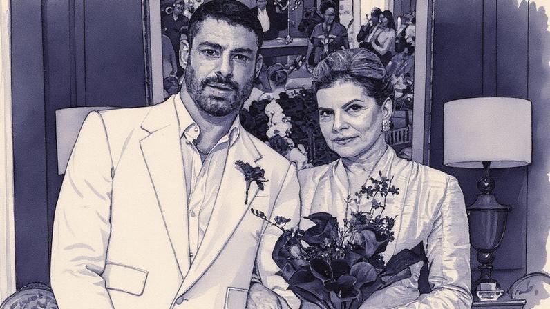 Odete e César posam para foto antes do casamento (Foto: Reprodução)