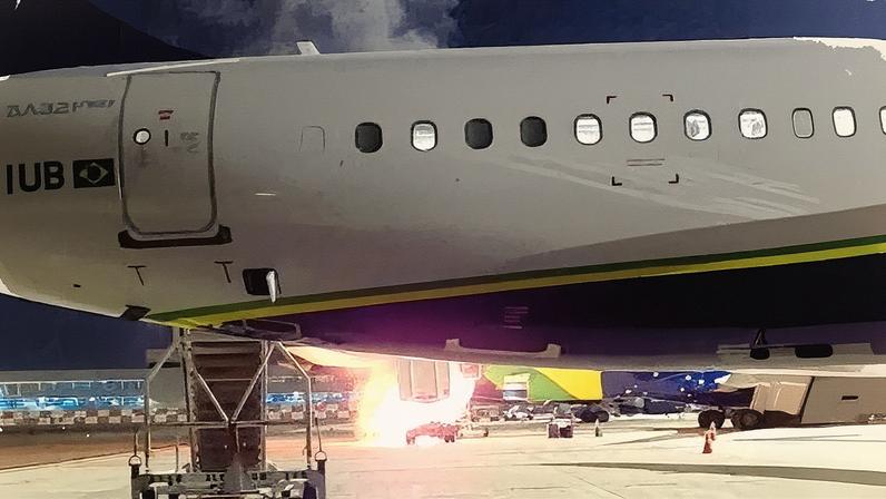 Caminhão em chamas na pista do Aeroporto de Viracopos, em Campinas; ninguém se feriu (Foto: Reprodução)
