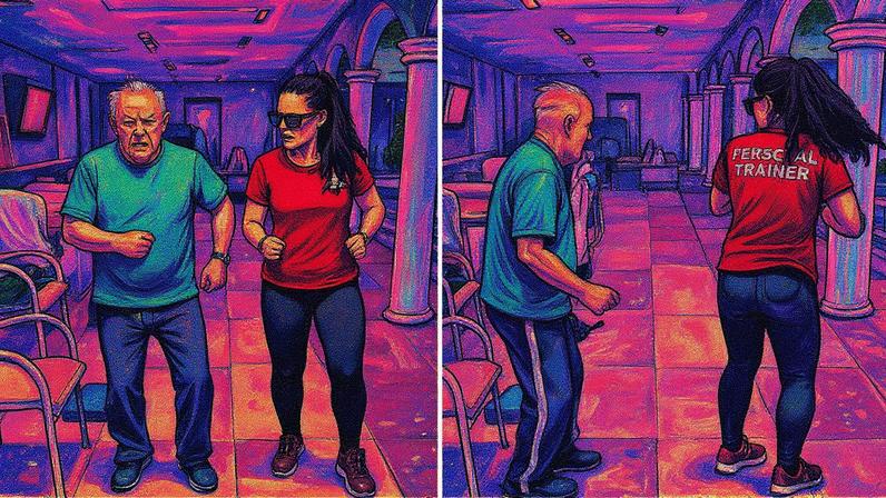 Renato Aragão realiza treino funcional aos 90 anos com a ajuda de um personal trainer (Foto: Reprodução)