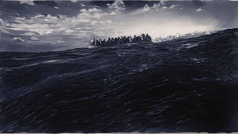 Estudo de uma balsa no mar (Foto: Reprodução)