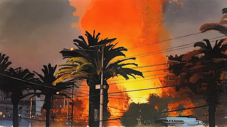 Incêndio causado pela torcida do Universidad do Chile em frente a hotel na véspera de confronto com Alianza Lima pela Sul-Americana (Foto: Reprodução)