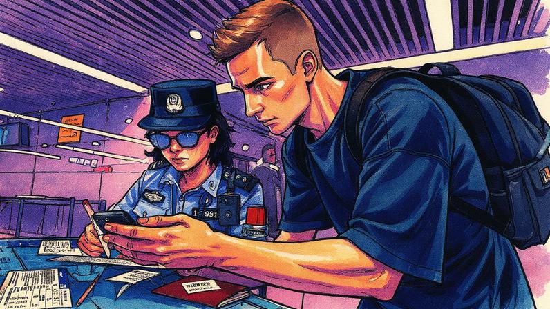 Policial chinesa auxilia turista estrangeiro com procedimento de entrada na Estação Geral de Inspeção de Imigração de Xangai (Foto: Reprodução)