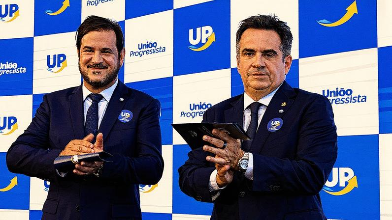 Antonio Rueda, presidente do União Brasil, e Ciro Nogueira, presidente do PP, posam para foto (Foto: Reprodução)