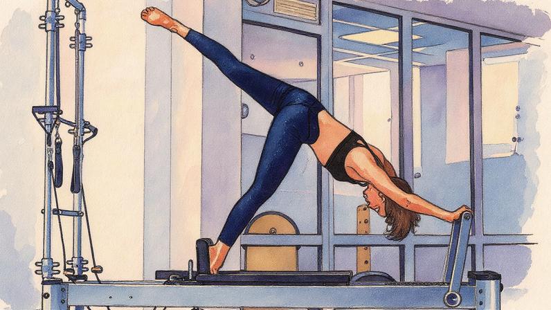 Foto de uma pessoa praticando Pilates em um ambiente interno (Foto: Reprodução)