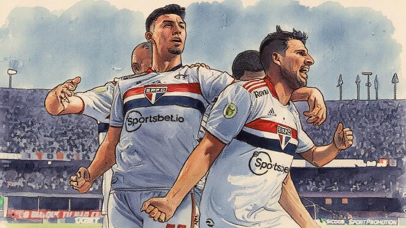 Jogadores do São Paulo comemoram gol no Morumbi (Foto: Reprodução)