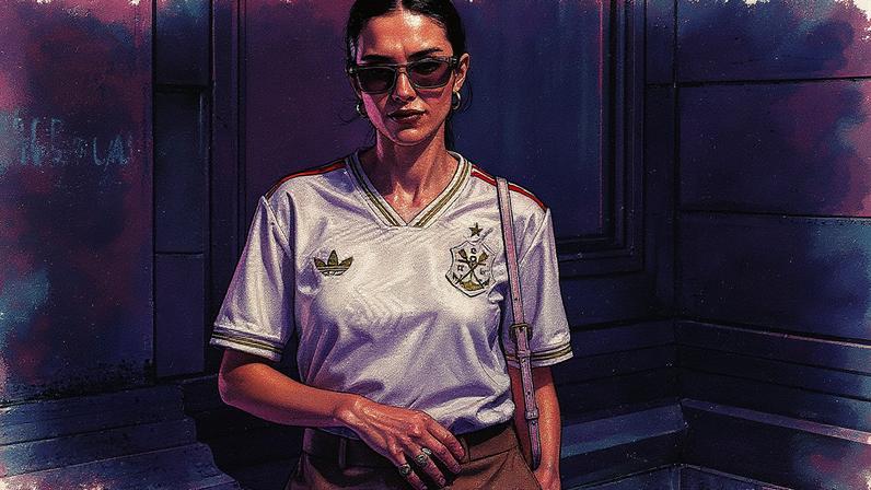 Camisa de time é usada em um look sofisticado (Foto: Reprodução)