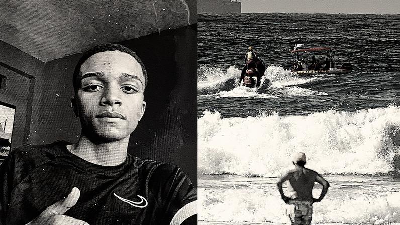 Bombeiros realizam buscas por adolescente desaparecido na Praia do Leme; corpo da namorada já foi encontrado (Foto: Reprodução)