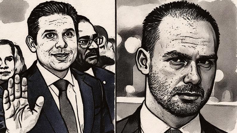 Hugo Motta comenta sobre Eduardo Bolsonaro, afirmando que não é possível ter mandato à distância (Foto: Reprodução)