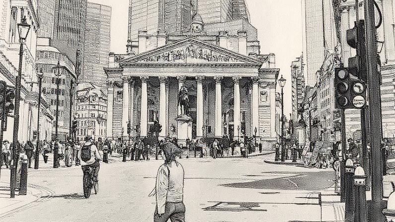 Pessoas caminham ao longo do Bank Junction, próximo ao Banco da Inglaterra, no distrito financeiro da cidade de Londres (Foto: Reprodução)